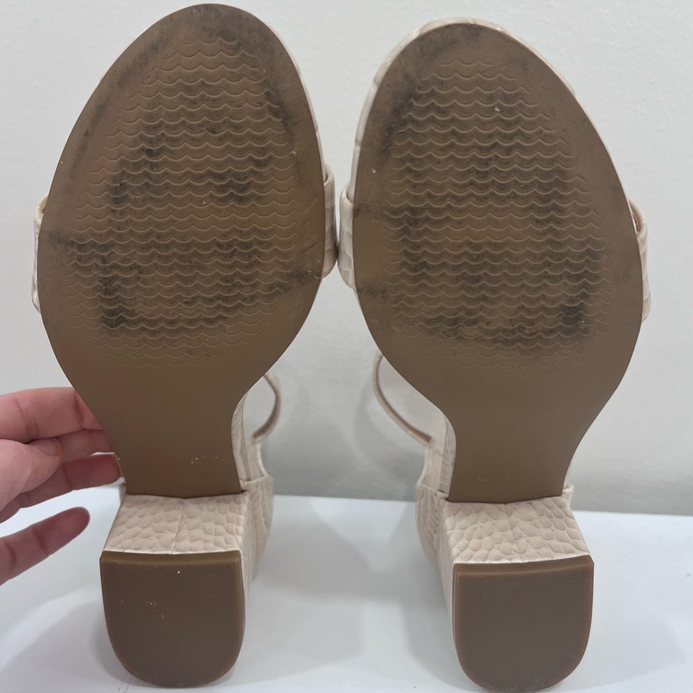 Steve Madden Irenee Open Toe Heeled Sandals, Croc Bone/Cream Block Heel, 8.5 - Picture 9 of 9